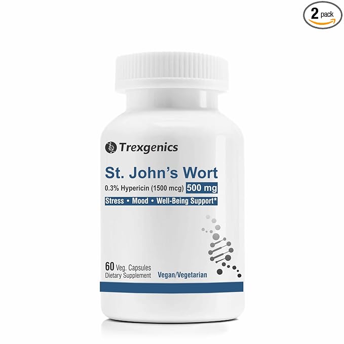 Trexgenics St. John Wort 500mg | 0.3% Hypericin | Stress and Mood Support