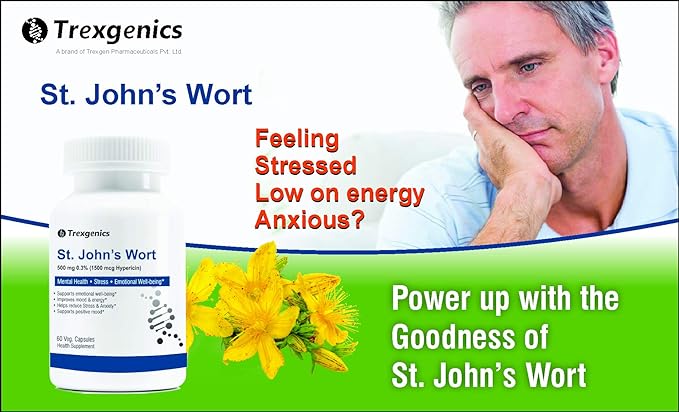 Trexgenics St. John Wort 500mg | 0.3% Hypericin | Stress and Mood Support