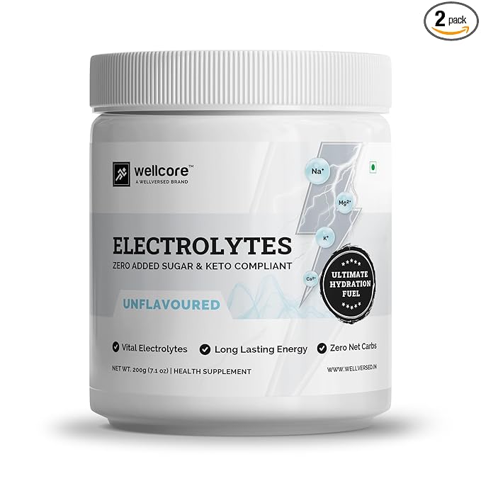 Wellcore Electrolytes | 5 Vital Electrolytes | Sugar-Free | Unflavoured | Hydration