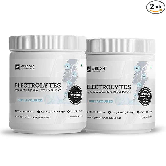 Wellcore Electrolytes | 5 Vital Electrolytes | Sugar-Free | Unflavoured | Hydration