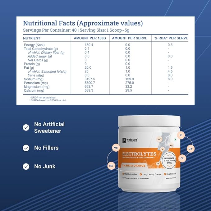 Wellcore Electrolytes | 5 Vital Electrolytes | Sugar-Free | Optimal Hydration