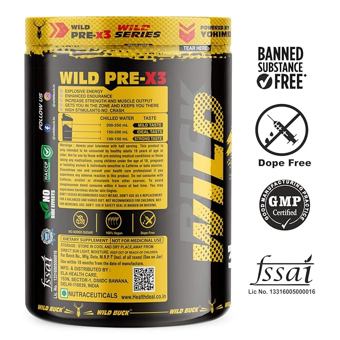Wild Buck Pre-X3 Pre-Workout | Creatine | Boost Energy and Performance