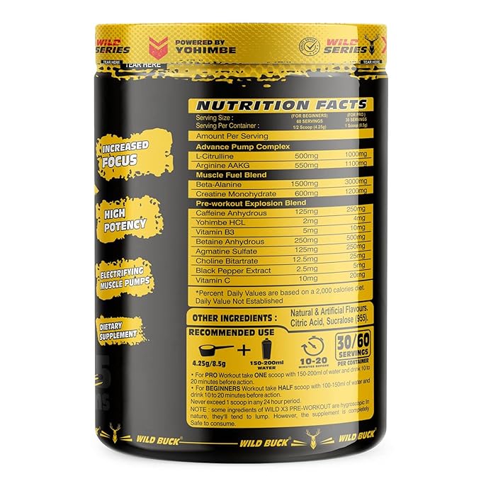 Wild Buck Pre-X3 Pre-Workout | BCAA | Energy and Performance