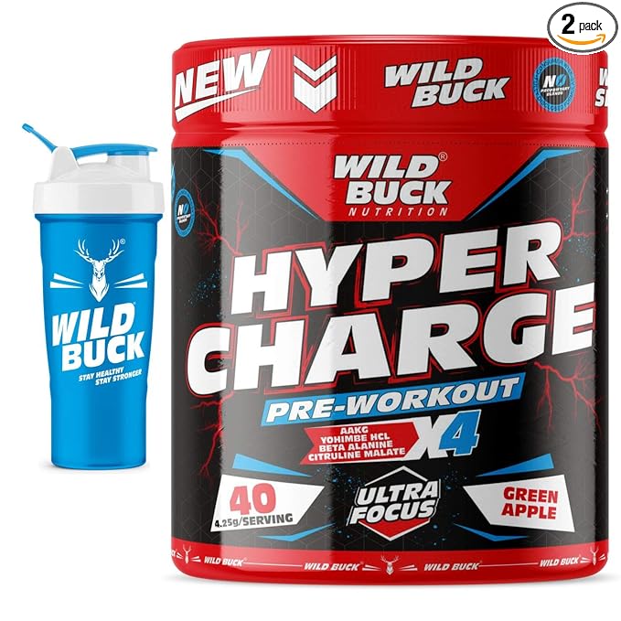 Wild Buck Hyper Charge Pre-Workout | Hardcore Pump | Non-Crash Energy | Creatine and Beta-Alanine