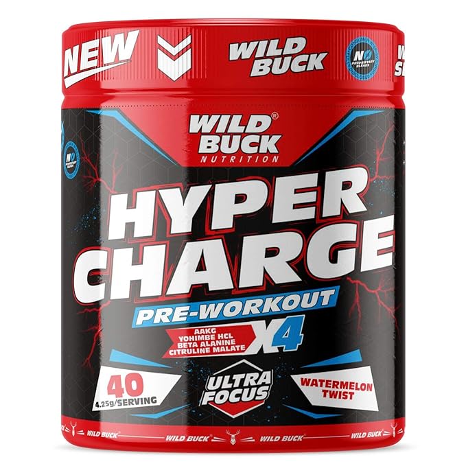 Wild Buck Hyper Charge Pre-Workout | Hardcore Pump | Non-Crash Energy | Creatine and Beta-Alanine