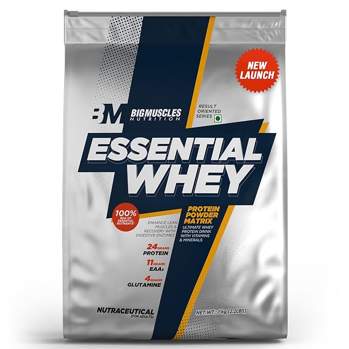Bigmuscles Nutrition Essential Whey Protein | Digestive Enzymes | Muscle Recovery | Chocolate
