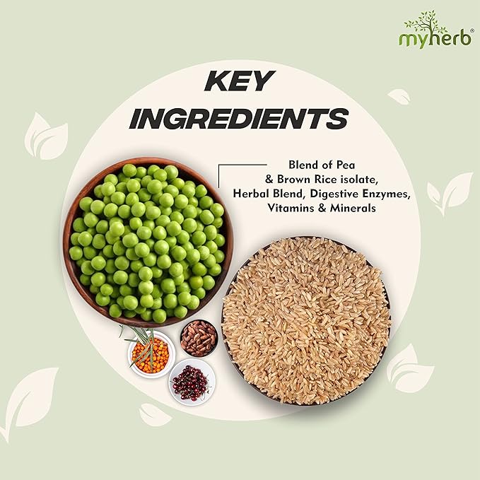 Myherb Plant Protein Powder | Pea and Brown Rice | Vegan | High Protein | Chocolate