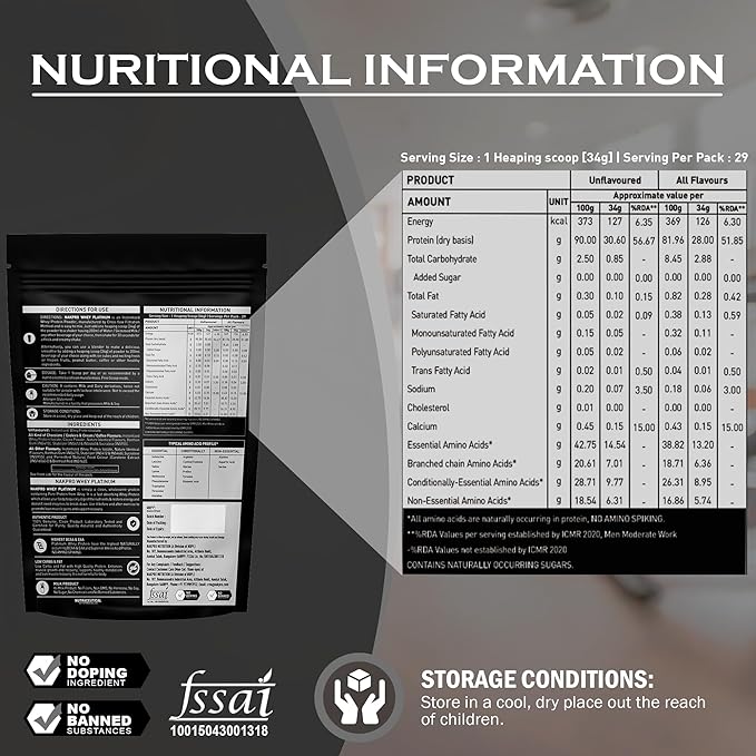 Nakpro Platinum 100% Whey Protein Isolate | 28g Protein | 6.3g BCAA | Digestive Enzymes | Lean Cuts