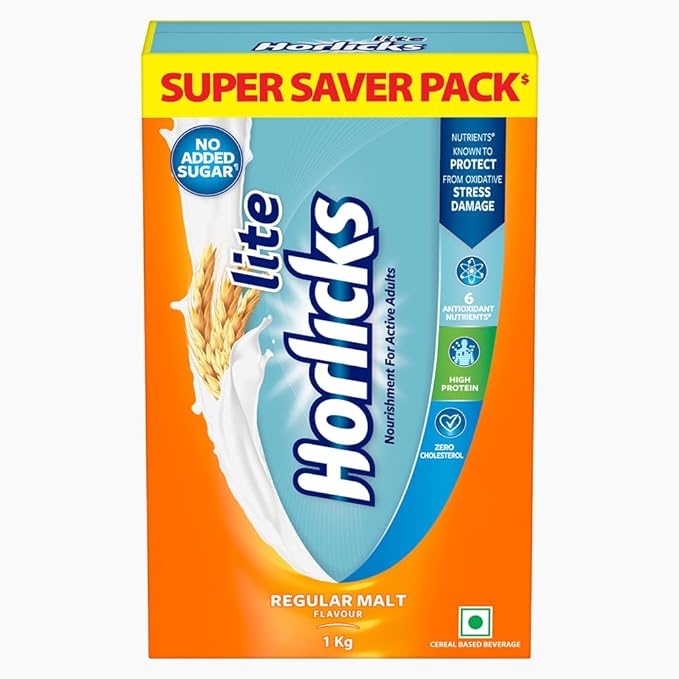 Horlicks Lite Regular Malt | No Added Sugar | Adults | 450g Jar