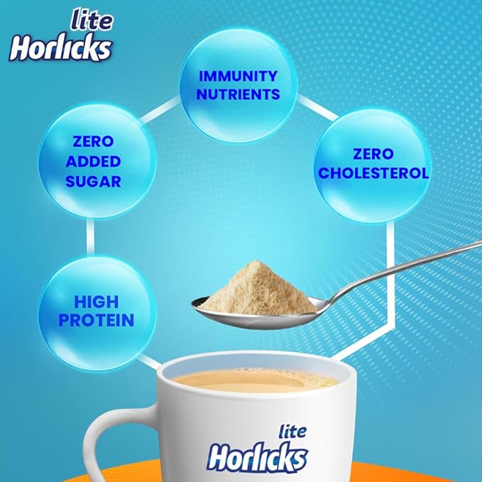 Horlicks Lite Regular Malt | No Added Sugar | Adults | 450g Jar