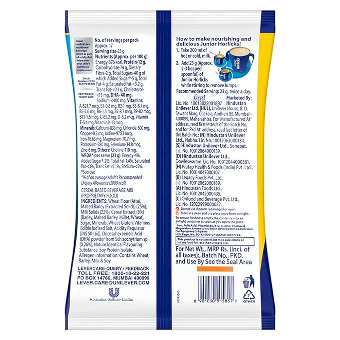 Horlicks Junior Health and Nutrition Drink | Children | Brain, Height and Growth | Vanilla