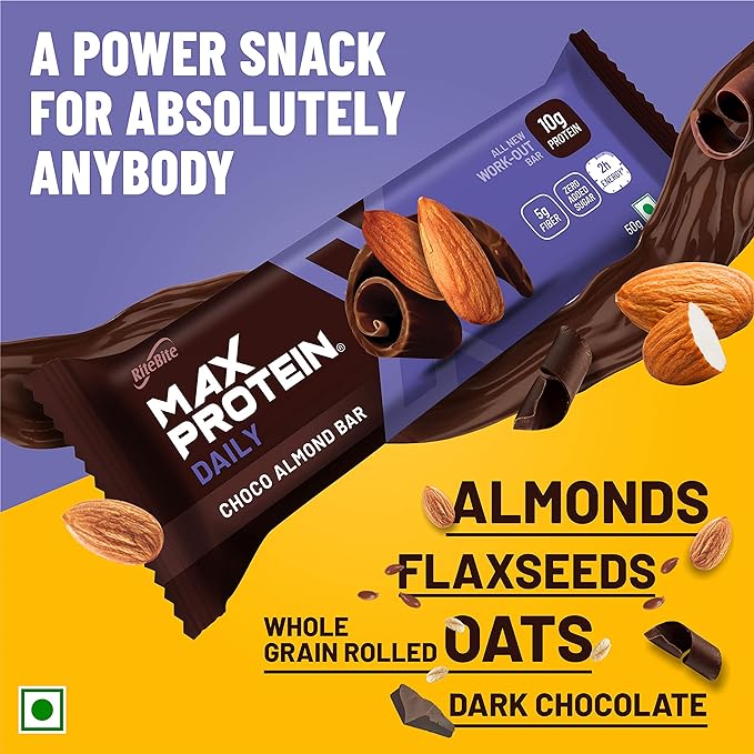 RiteBite Max Protein Daily Choco Almond Bars | High Protein | Box