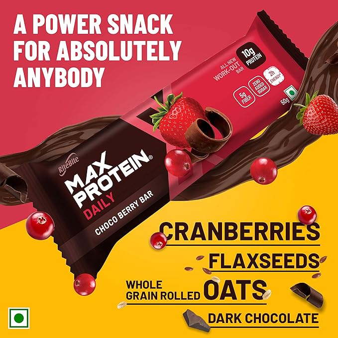 RiteBite Max Protein Daily Choco Berry Bars | Sugar-Free