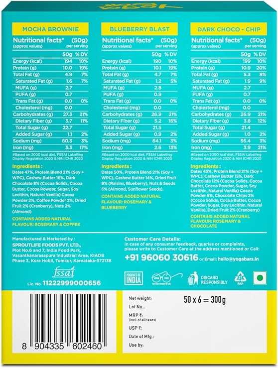 YogaBar 10g Protein Bar | Vitamins and Immunity | Gluten-Free | Healthy Snack