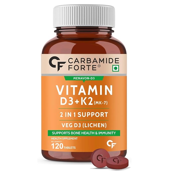 Carbamide Forte Plant Based Vitamin D3 K2 MK7 | Bone and Immune Health | Veg Capsules