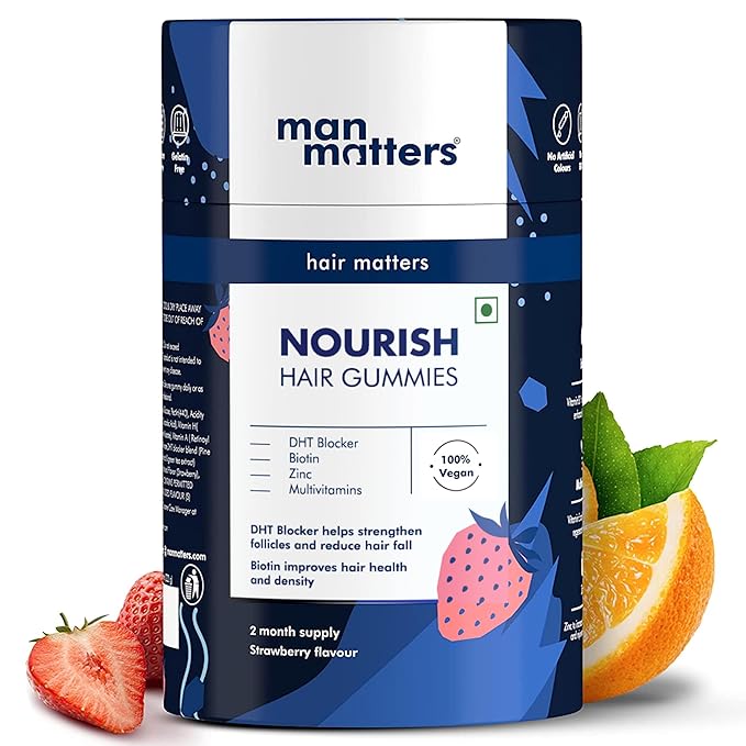Man Matters Nourish Hair Gummies | Multivitamins | Hair Growth | Strawberry