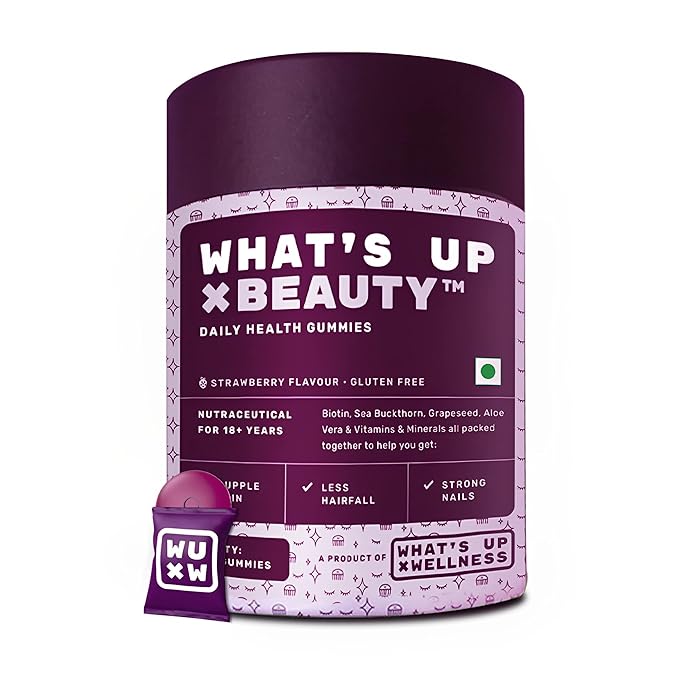 Whats Up Wellness Biotin Beauty Gummies | Sea Buckthorn and Grapeseed | Hair | Skin and Nails