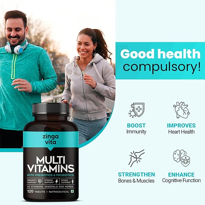 Zingavita Multivitamin Tablets | Probiotics | 100% RDA Vitamin C | Men and Women