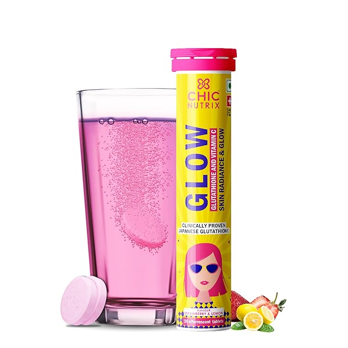 Chicnutrix Glow | 500mg Japanese Glutathione | Vitamin C | Skin Radiance | Strawberry Lemon