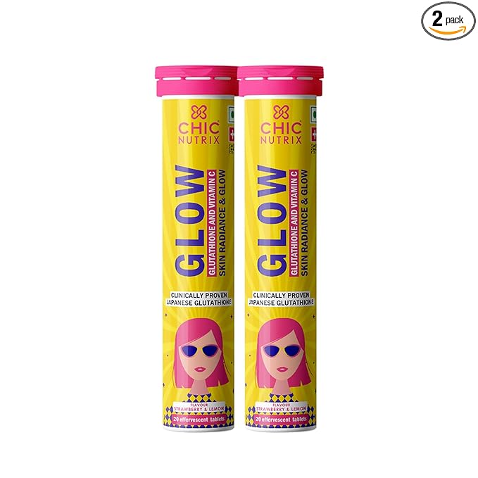 Chicnutrix Glow | 500mg Japanese Glutathione | Vitamin C | Skin Glow | Strawberry Lemon
