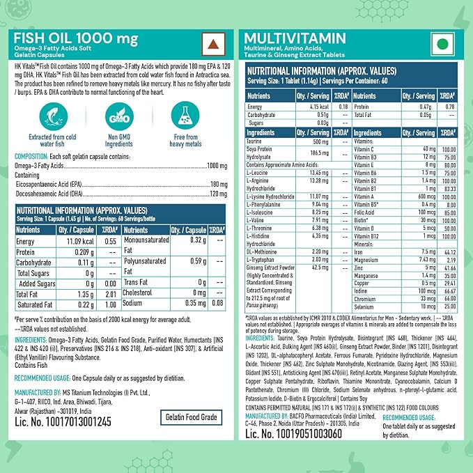 HealthKart Fish Oil + Multivitamin | Omega-3 | Vitamins and Minerals | Complete Health