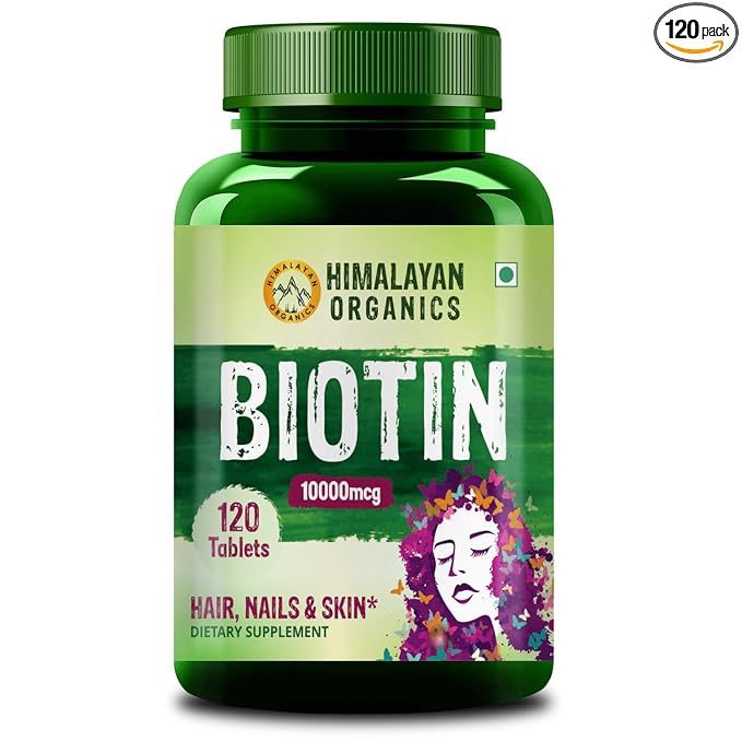 Himalayan Organics Biotin 10000mcg | Hair Growth | Skin and Nails | Veg Tablets