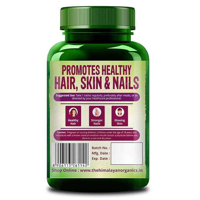 Himalayan Organics Biotin 10000mcg | Hair Growth | Skin and Nails | Veg Tablets