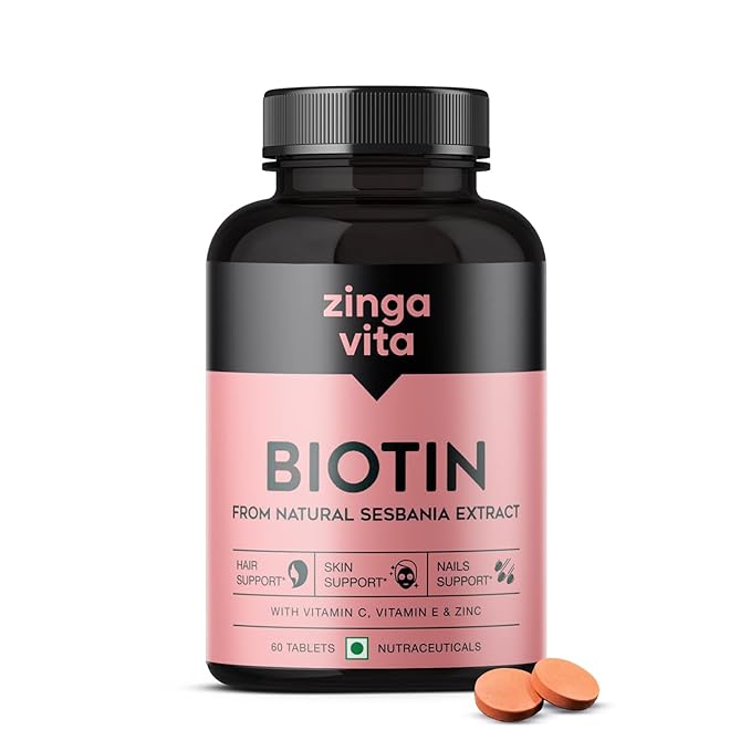 Zingavita Plant Based Biotin | Natural Sesbania Agati | Hair Growth and Glowing Skin