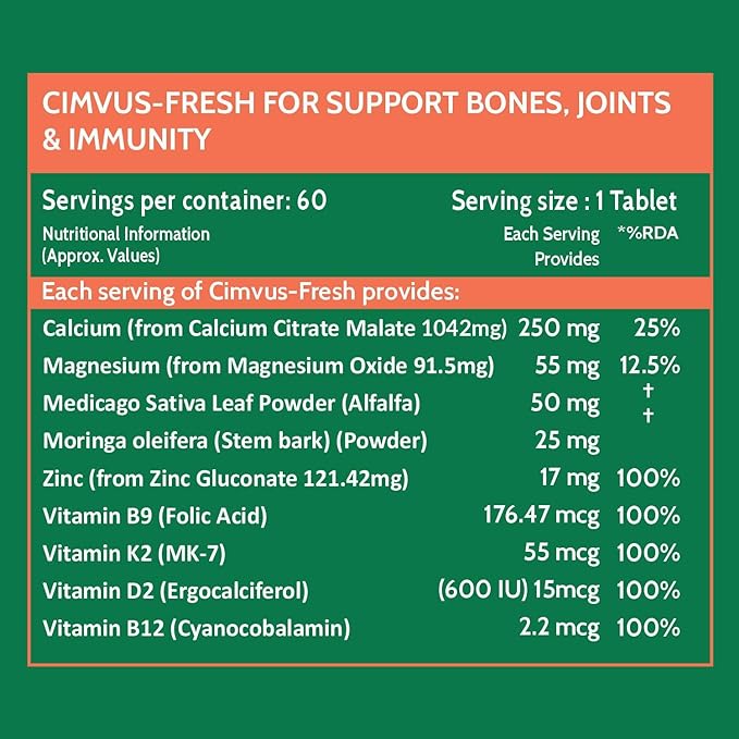 Carbamide Forte Calcium 1200mg | Magnesium | Zinc | Vitamin D | K2 and B12 | Bone Health