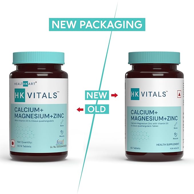 HK Vitals Calcium | Magnesium and Zinc | Vitamin D3 | Bone Health
