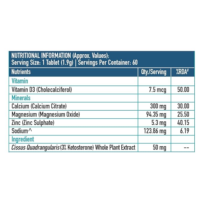 HK Vitals Calcium | Magnesium and Zinc | Vitamin D3 | Bone Health
