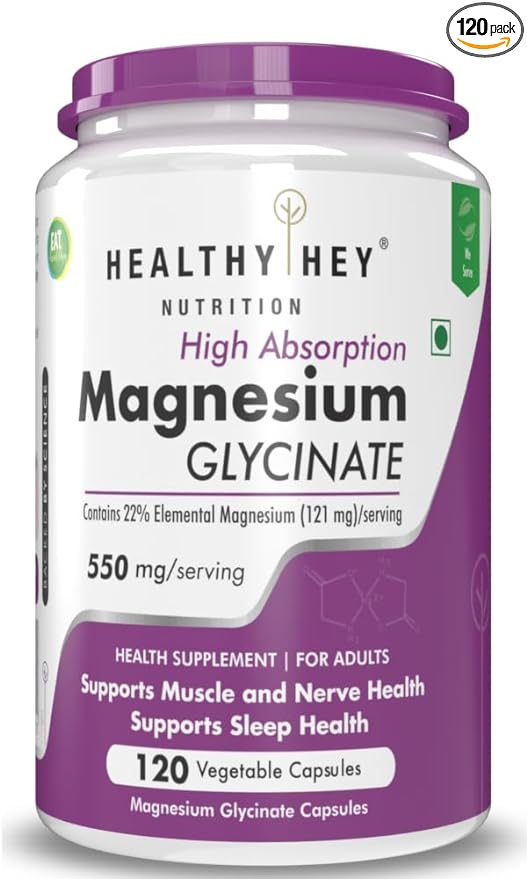 HealthyHey Magnesium Glycinate | High Absorption | Muscle and Sleep Support