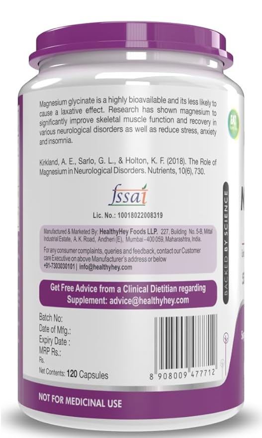 HealthyHey Magnesium Glycinate | High Absorption | Muscle and Sleep Support