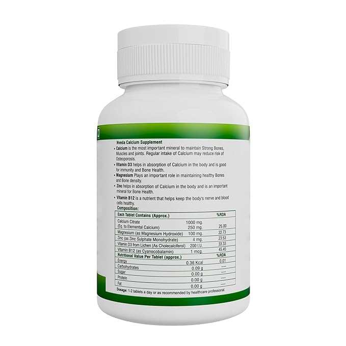 Nveda Calcium 1000mg | Vitamin D3 | Magnesium | Zinc and B12 | Bone Health