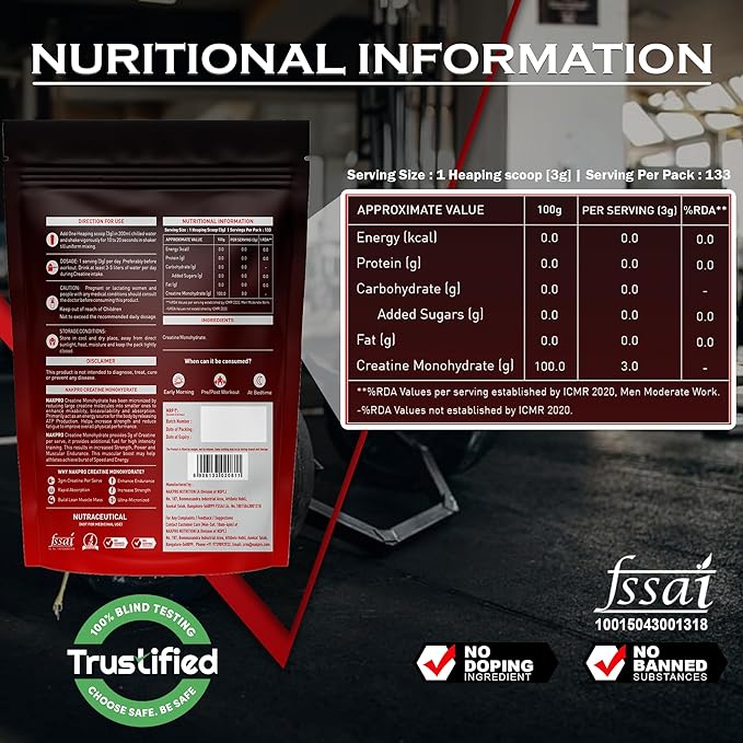 Nakpro Micronised Creatine Monohydrate | Fast Dissolving | Muscle Endurance | Unflavoured