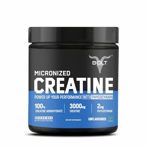 Bolt Micronised Creatine Monohydrate | Phycocyanin | Athletic Performance | Unflavoured
