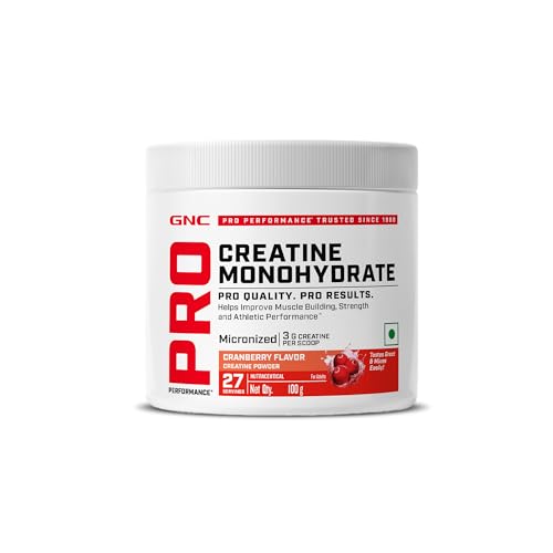 GNC Pro Performance Creatine Monohydrate | 3000mg Creatine per Scoop | Micronised & Instantised | Muscle Pump | Cranberry