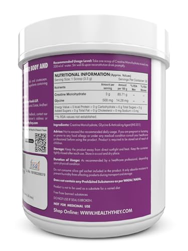 HealthyHey Sports Creatine Monohydrate | CreaPure | 33 Servings | Muscle Building | Unflavoured