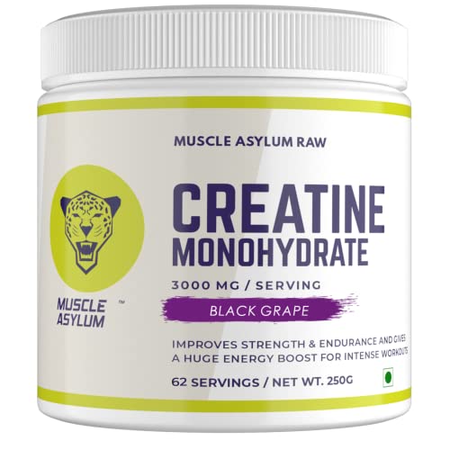 Muscle Asylum Creatine Monohydrate Powder | 50 Servings | Muscle Strength | Black Grape