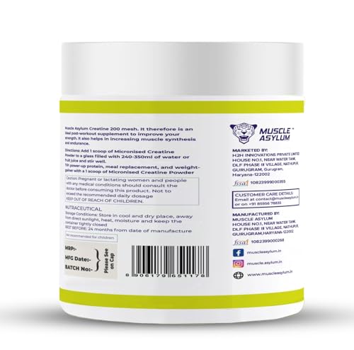 Muscle Asylum Micronised Creatine Monohydrate | 20 Servings | Muscle Strength | Unflavoured