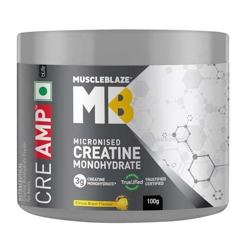 MuscleBlaze CreAMP Micronised Creatine Monohydrate | Creapure | Trustified Certified | Unflavoured