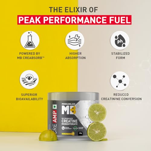 MuscleBlaze CreAMP Micronised Creatine Monohydrate | Creapure | Trustified Certified | Unflavoured