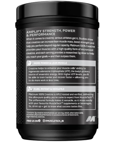 MuscleTech Platinum 100% Creatine | 5g per Scoop | Micronised | Muscle Strength | Unflavoured
