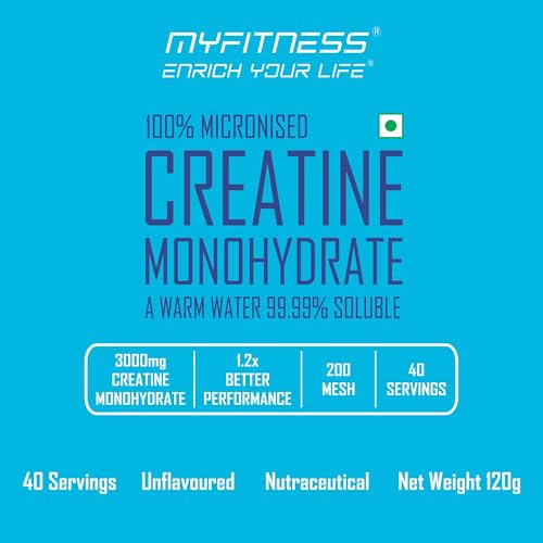MYFITNESS 100% Micronised Creatine Monohydrate | 40 Servings | Muscle Strength | Unflavoured