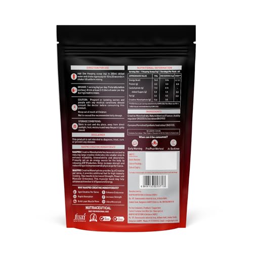 Nakpro Micronised Creatine Monohydrate | Highest Grade Pure | 62 Servings | Unflavoured