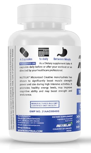 NutriJa Creatine Monohydrate 3000mg | Capsules | Strength and Endurance