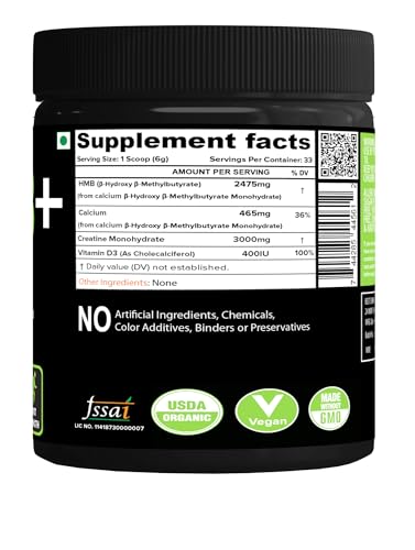 NutriJa HMB + Creatine | Natural Muscle Building Formula | 3g per Serving | Strength