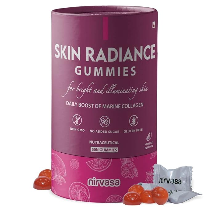 Nirvasa Skin Radiance Collagen Gummies | Hyaluronic Acid | Sugar-Free | Women and Men