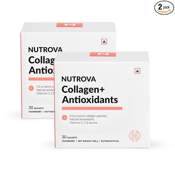 Nutrova Collagen + Antioxidants Powder | Skin Health | Easy Mix | Cranberry