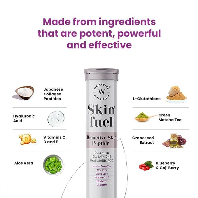Wellbeing Nutrition Skin Fuel | L-Glutathione | Collagen | Hyaluronic Acid | Glowing Skin